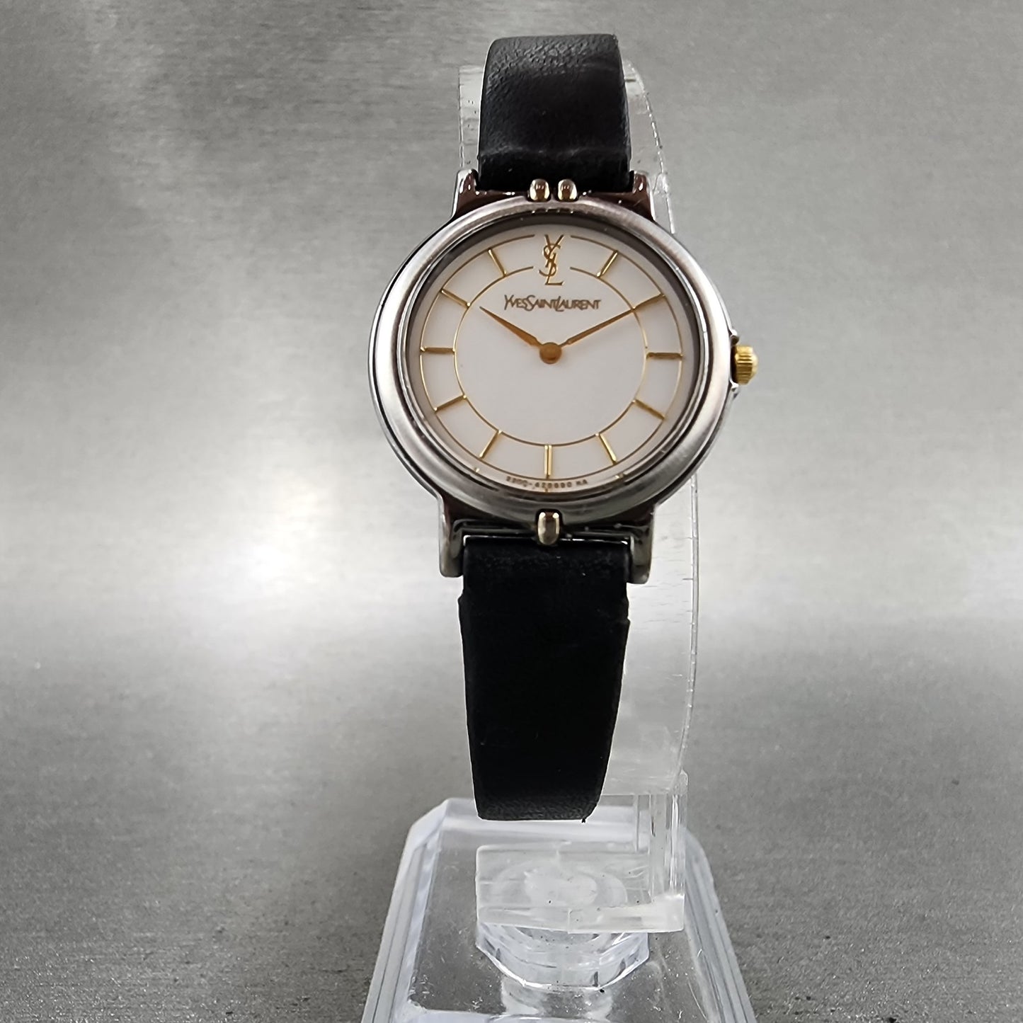 Yves Saint Laurent Watch Women 24mm White Dial Two Tone Round New Battery5