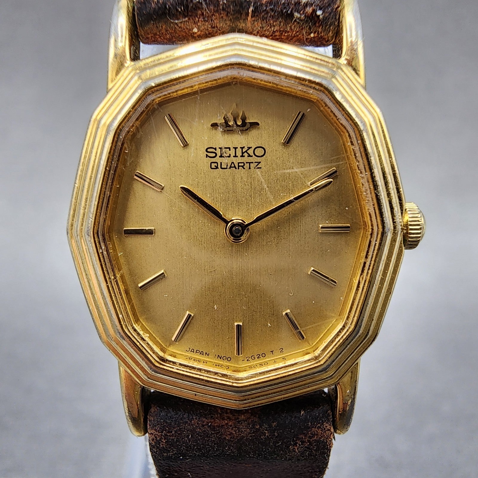 Seiko Watch Women 20mm Champagne Dial Gold Tone Oval 1n005h80 New Battery1