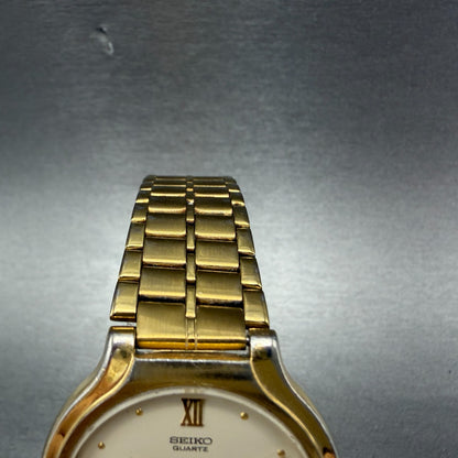 Seiko SX Watch Men 34mm Cream Dial Gold Tone Round Vinatge V701-6K00 New Battery4