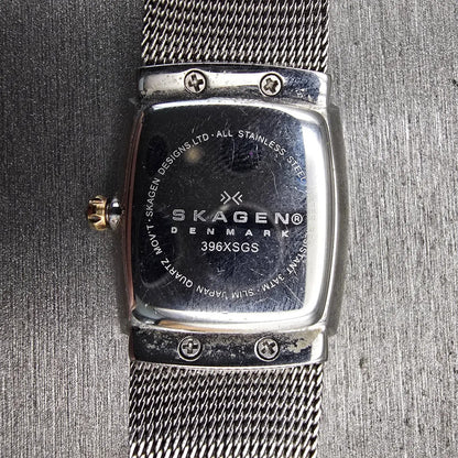 Skagen Watch Women 24mm MOP Dial Silver Tone Rectangle 396XSGS New Battery Mesh10