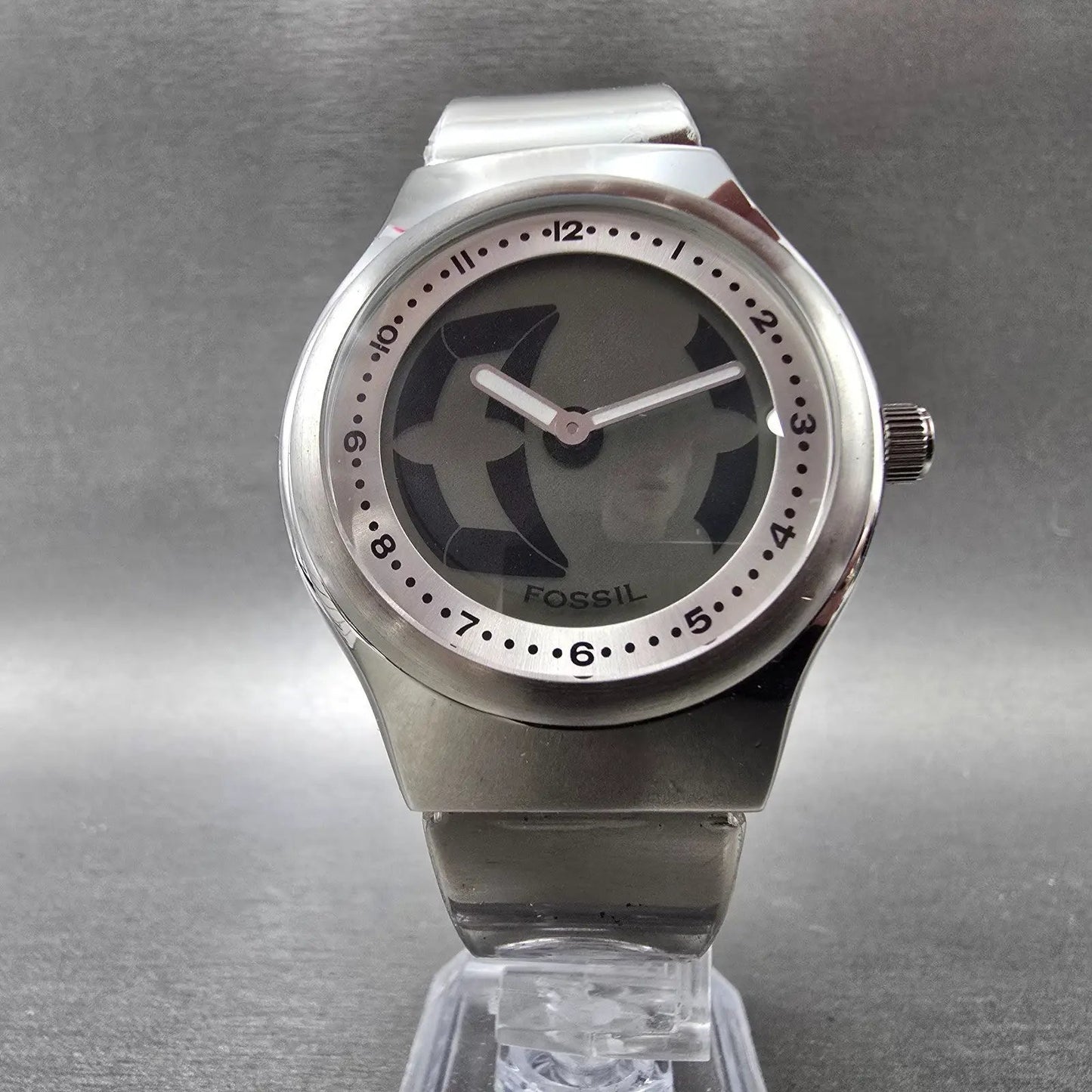 Fossil Big Tic Watch Men 38mm Black Dial Silver Tone Round JR-7843 New Battery5