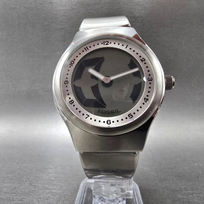 Fossil Big Tic Watch Men 38mm Black Dial Silver Tone Round JR-7843 New Battery5