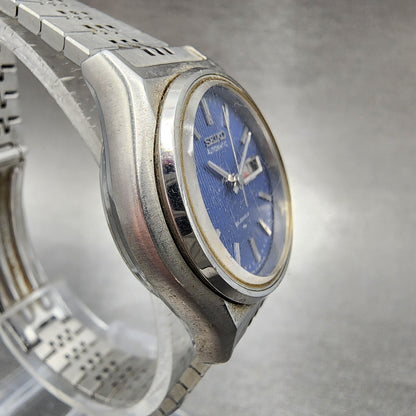 Seiko Automatic Watch Women 27mm Blue Dial Silver Tone Daydate 24060060 READ!!!3