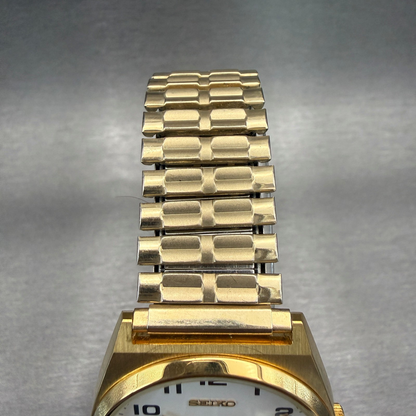 Seiko Watch Men 35mm White Dial Gold Tone Daydate Round V743-9029 New Battery4