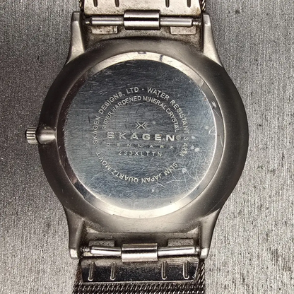 Skagen Watch Men 37mm Blue Dial Titanium Date Round 233XLTTN Mesh Band New Batt10