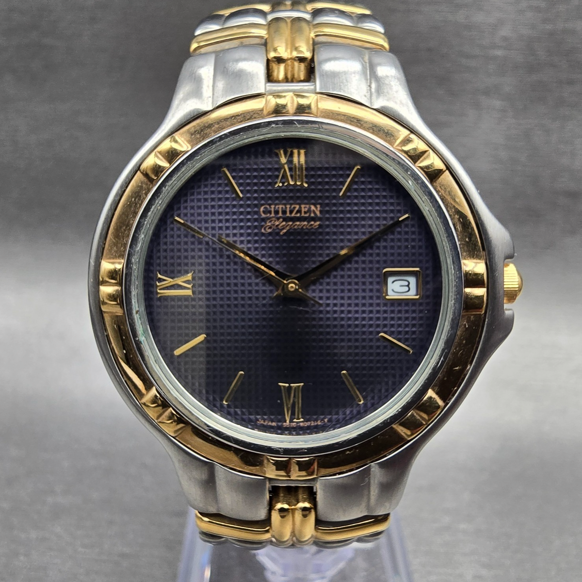 Citizen Elegance Watch Men 35mm Blue Dial Two Tone Date 5510-H04511 New Battery0