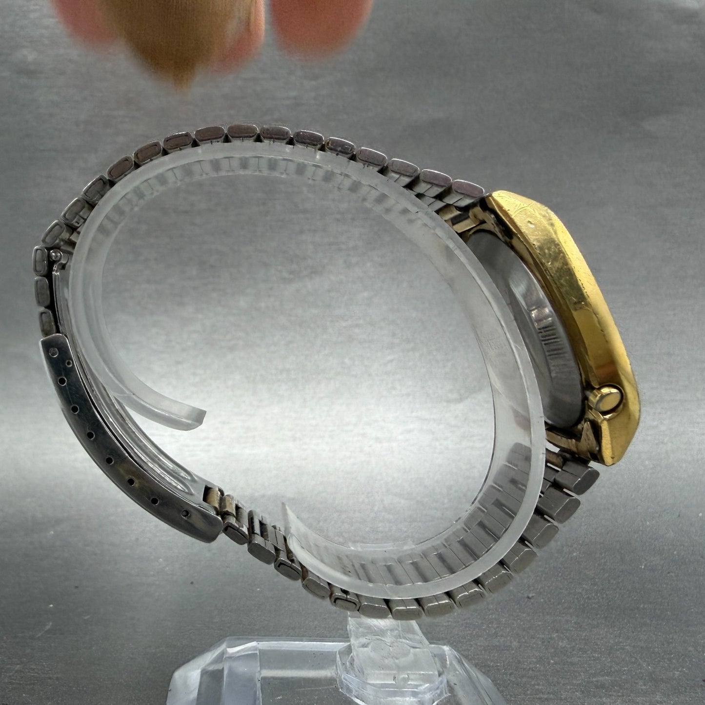 Seiko Digital Watch Men 33mm LCD Gold Tone Date  Rectangle 0439-4029 PARTS9