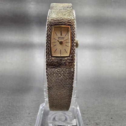Seiko Tank Watch Women 12mm Gold Dial Gold Tone Rectangle 1320-5029 New Battery5