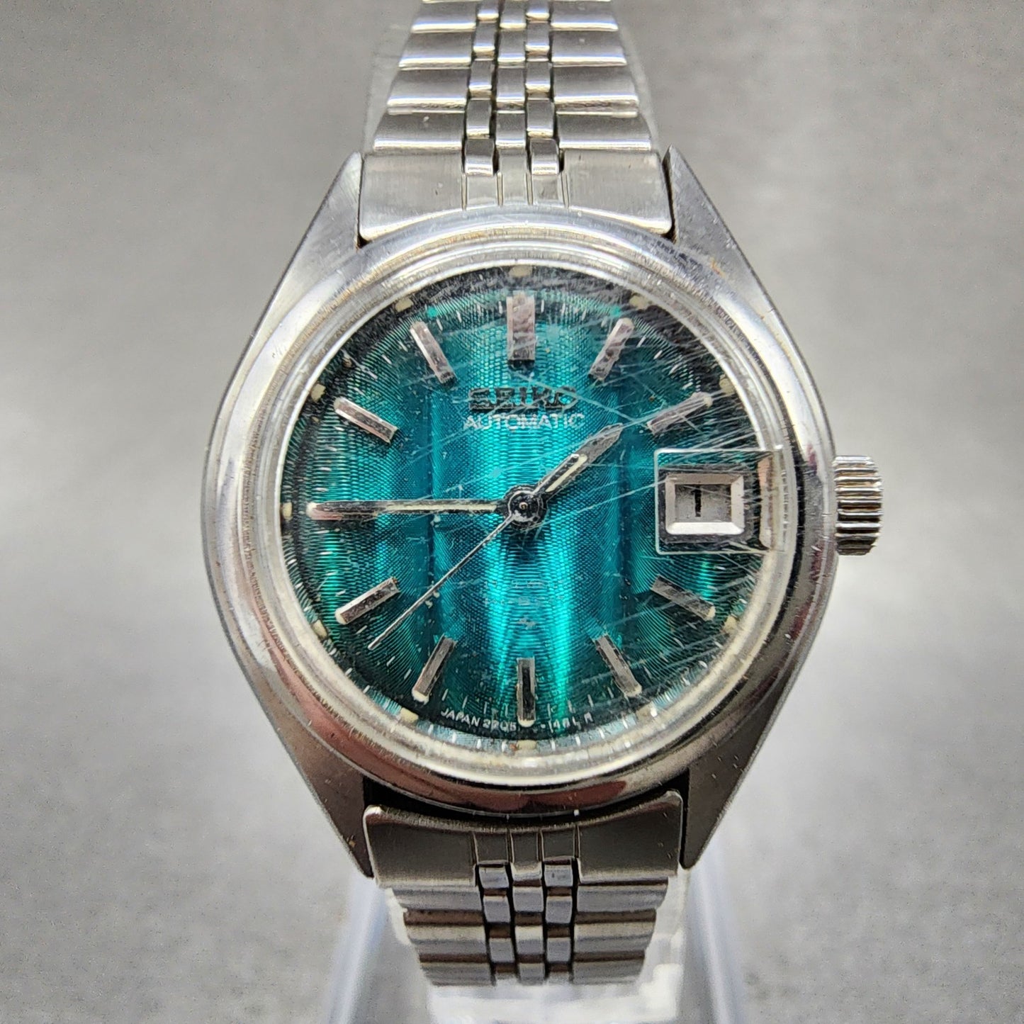 Seiko Automatic Watch Women 24mm Green Dial Silver Tone Date 22050990 PARTS0