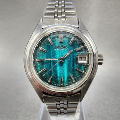 Seiko Automatic Watch Women 24mm Green Dial Silver Tone Date 22050990 PARTS0