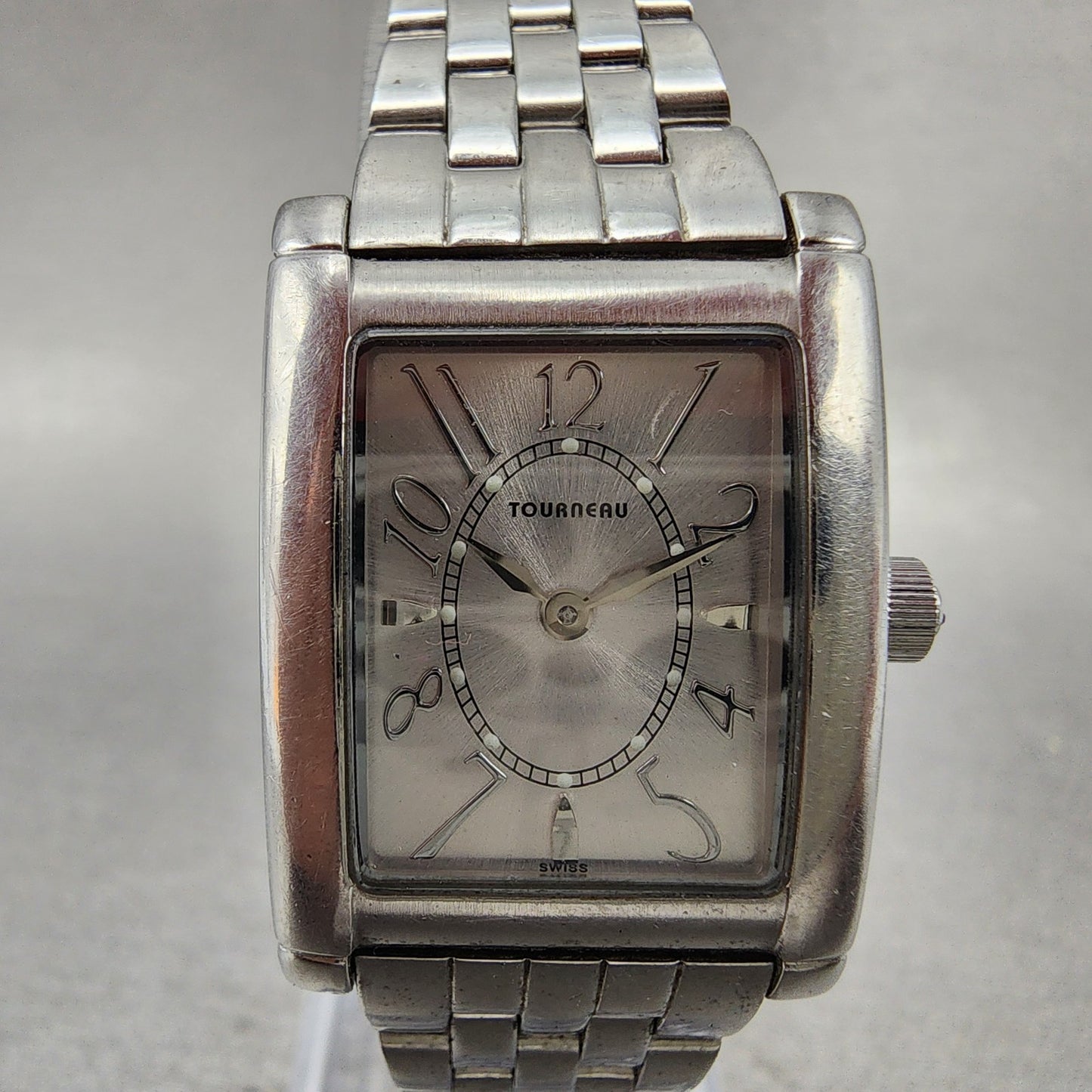 Tourneau Tank Watch Women 22mm Silver Dial Silver Tone Rectangle PARTS2