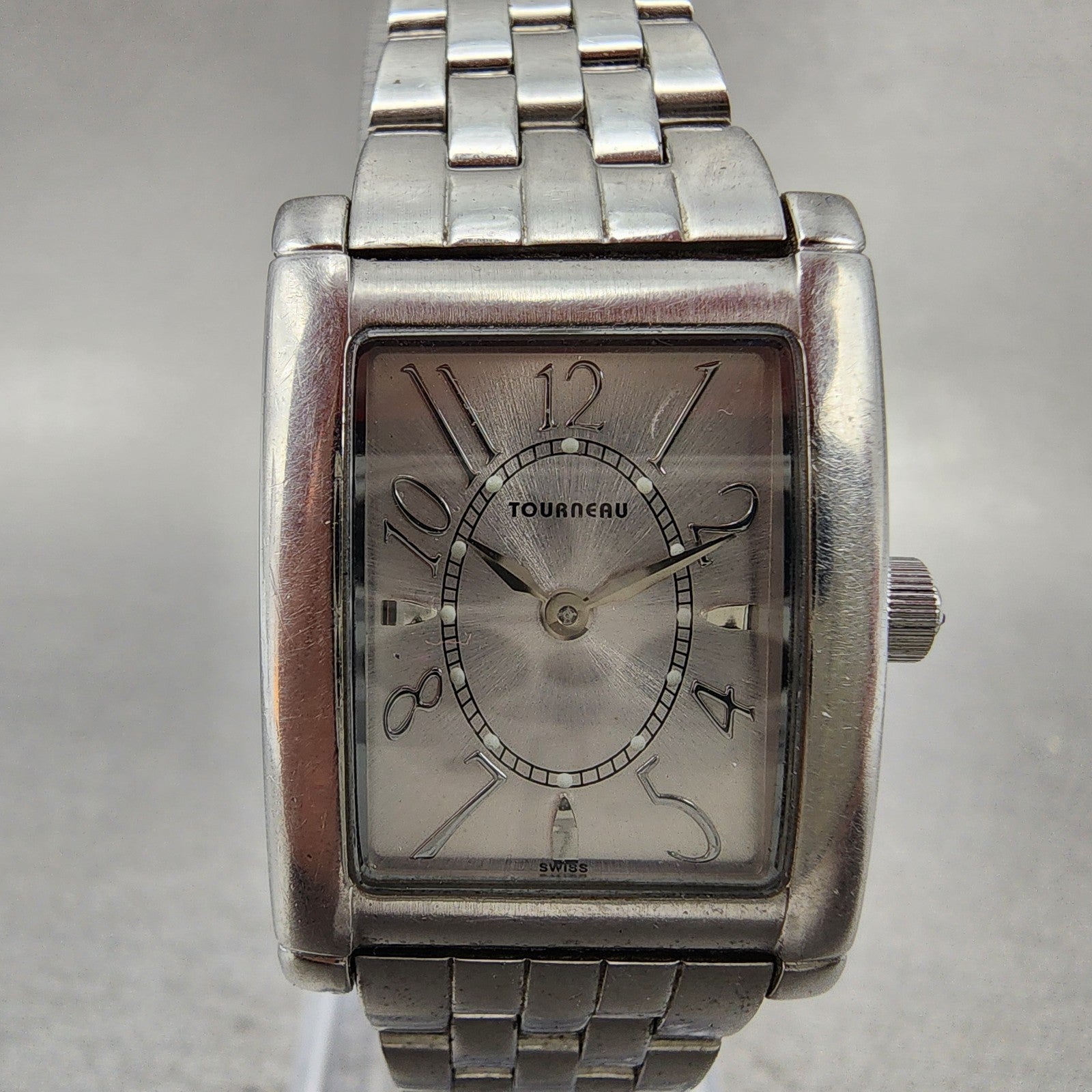 Tourneau Tank Watch Women 22mm Silver Dial Silver Tone Rectangle PARTS2