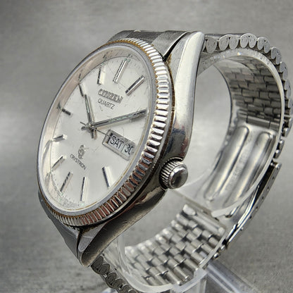 Citizen Crystron Watch Men 36mm White Dial Steel Daydate 4280491 PARTS3