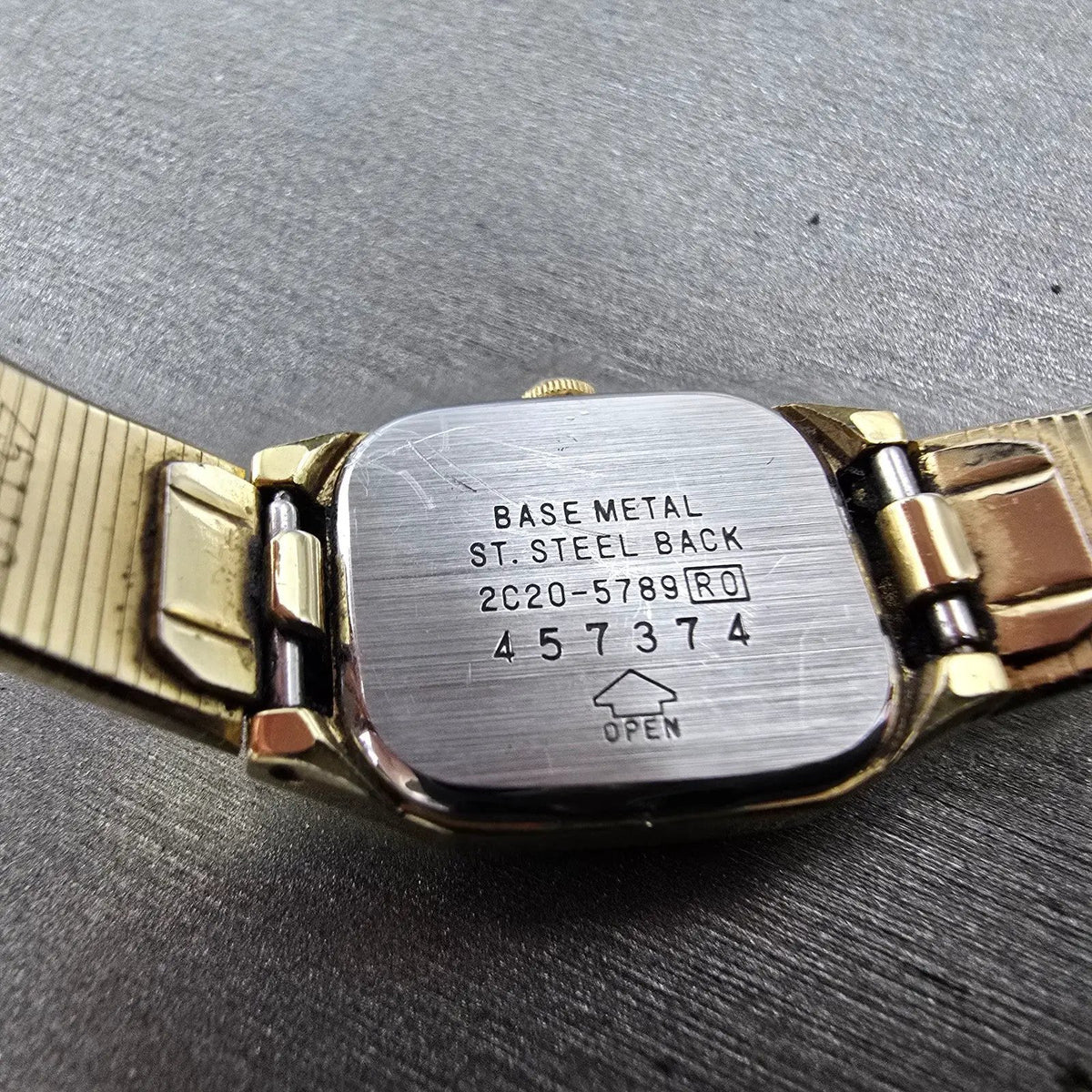 Seiko Watch Women 17mm Champagne Dial Gold Rectangle 2C20-5789 New Battery VTG9