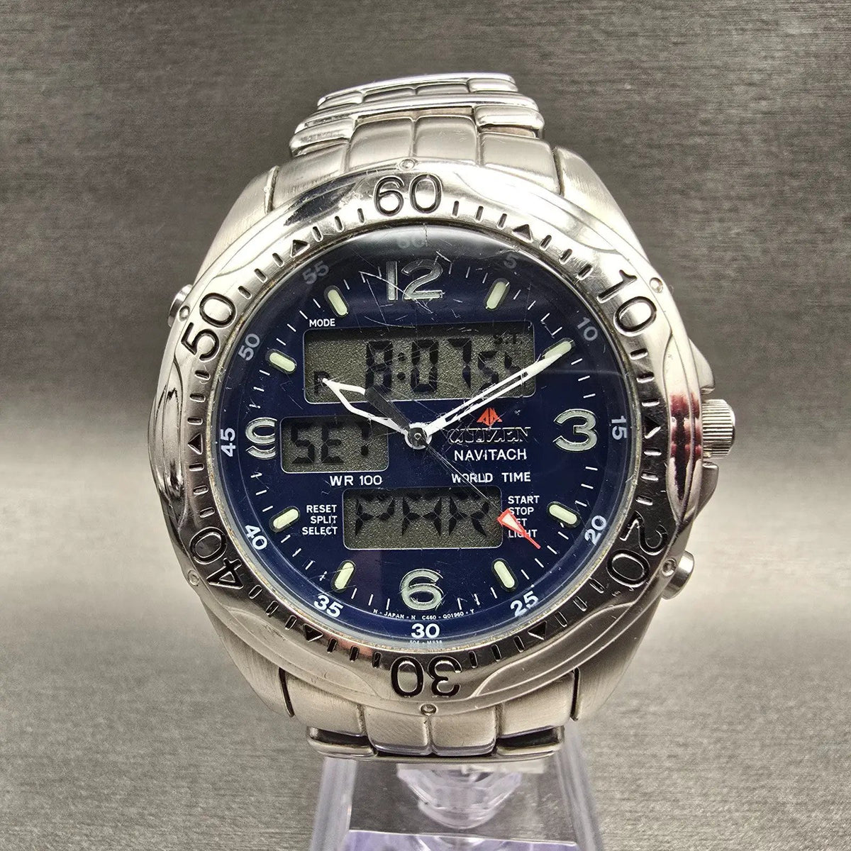 Citizen Promaster Navitach Watch Men 42mm Blue Dial Chrono C460-Q01563 New Batt0