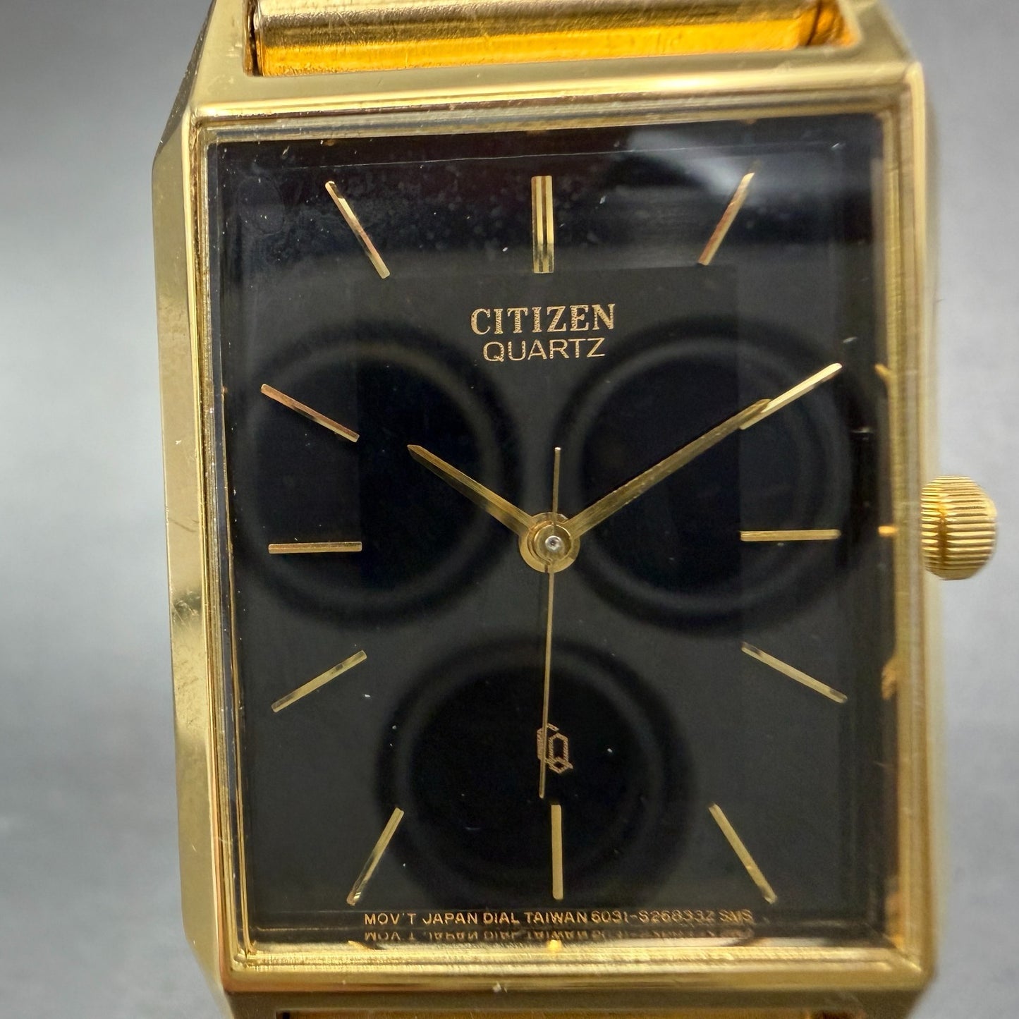 Citizen CQ Tank Watch Unisex 25mm Black Dial Gold Rectangle 6031-S06291 PARTS2