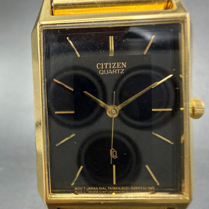 Citizen CQ Tank Watch Unisex 25mm Black Dial Gold Rectangle 6031-S06291 PARTS2