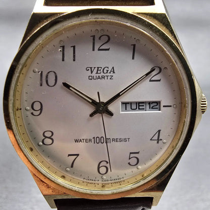 Citizen Vega Watch Men 35mm White Dial Gold Tone Daydate 3J00-406761 New Battery1