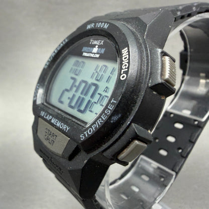 Timex Ironman Triathlon Watch Men 39mm Digital Black Alarm Chrono Round New batt2