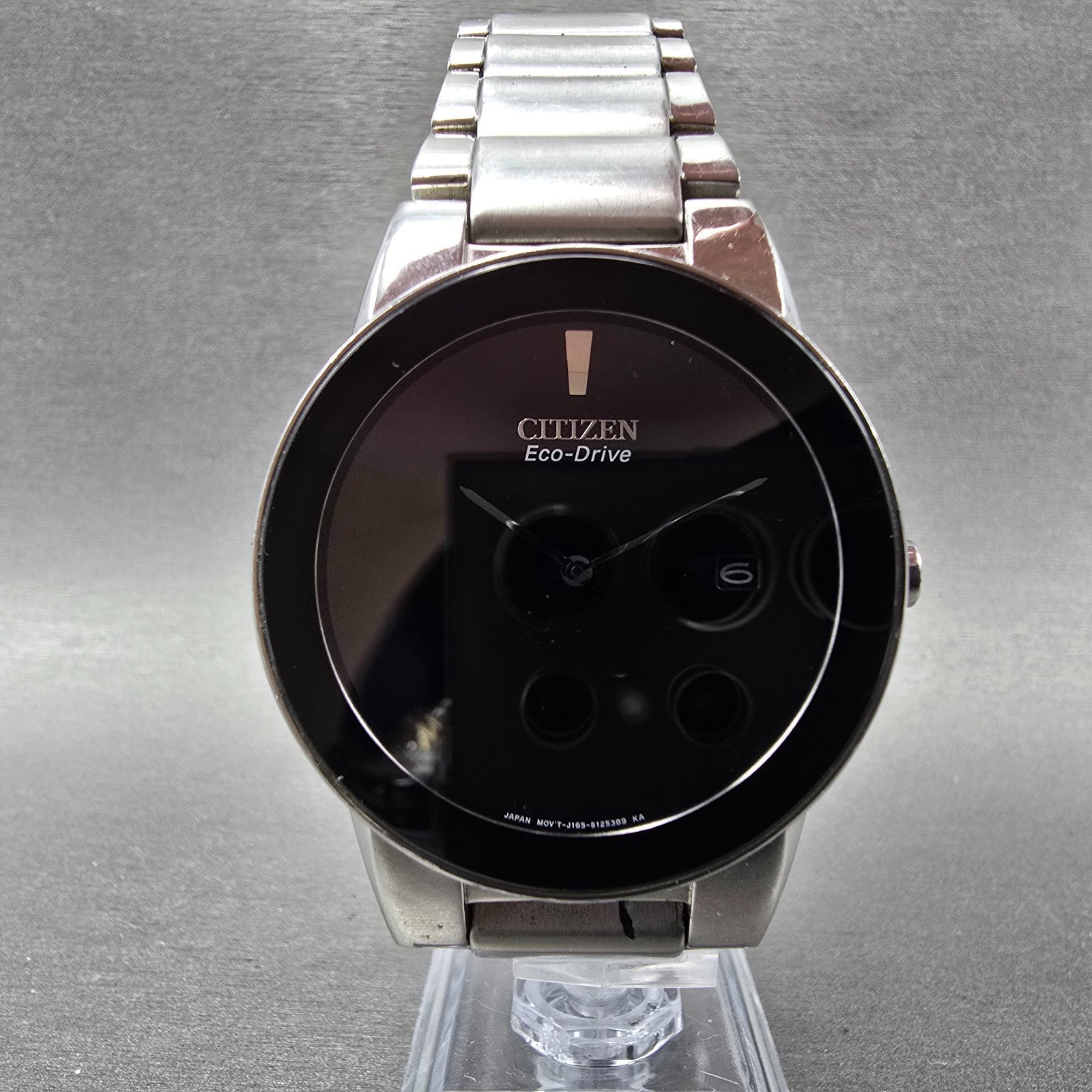 Citizen Eco-Drive Watch Men 40mm Black Dial Silver Tone Date J165-S086884 Runs5