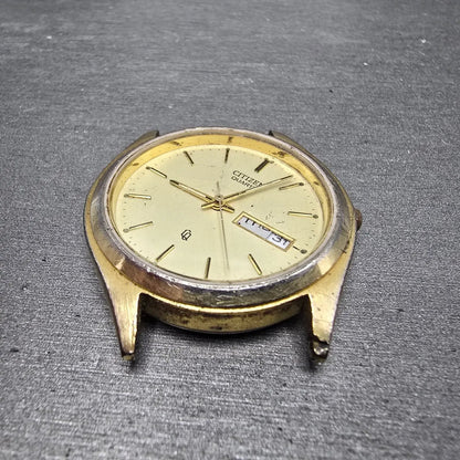 Citizen CQ Watch Men 35mm Champagne Dial Gold Daydate 6100-S18591 PARTS3