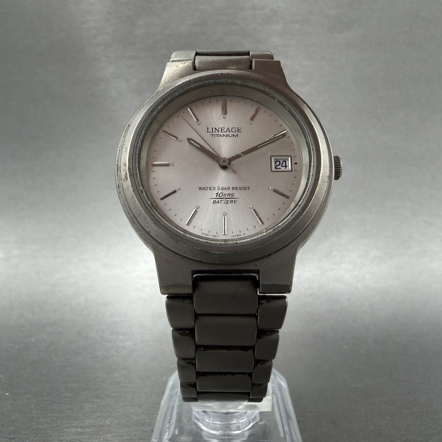 Casio Lineage Watch Men 35mm Silver Dial Titanium Date LIN150 New Battery5