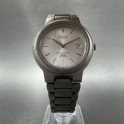 Casio Lineage Watch Men 35mm Silver Dial Titanium Date LIN150 New Battery5