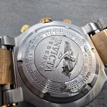 Invicta Reserve Ocean Reef Chrono Watch Men 46mm Black Dial Two Tone New Battery9