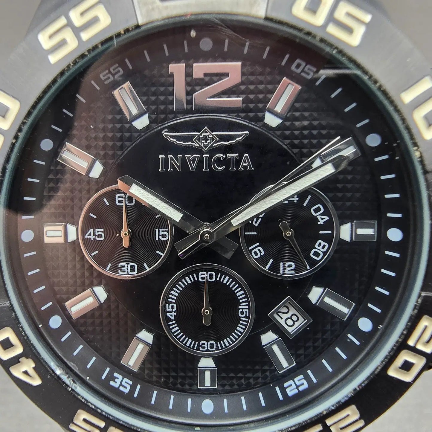 Invicta Specialty Chronograph Dive Watch Men 45mm Black Dial Black Tone New Batt1