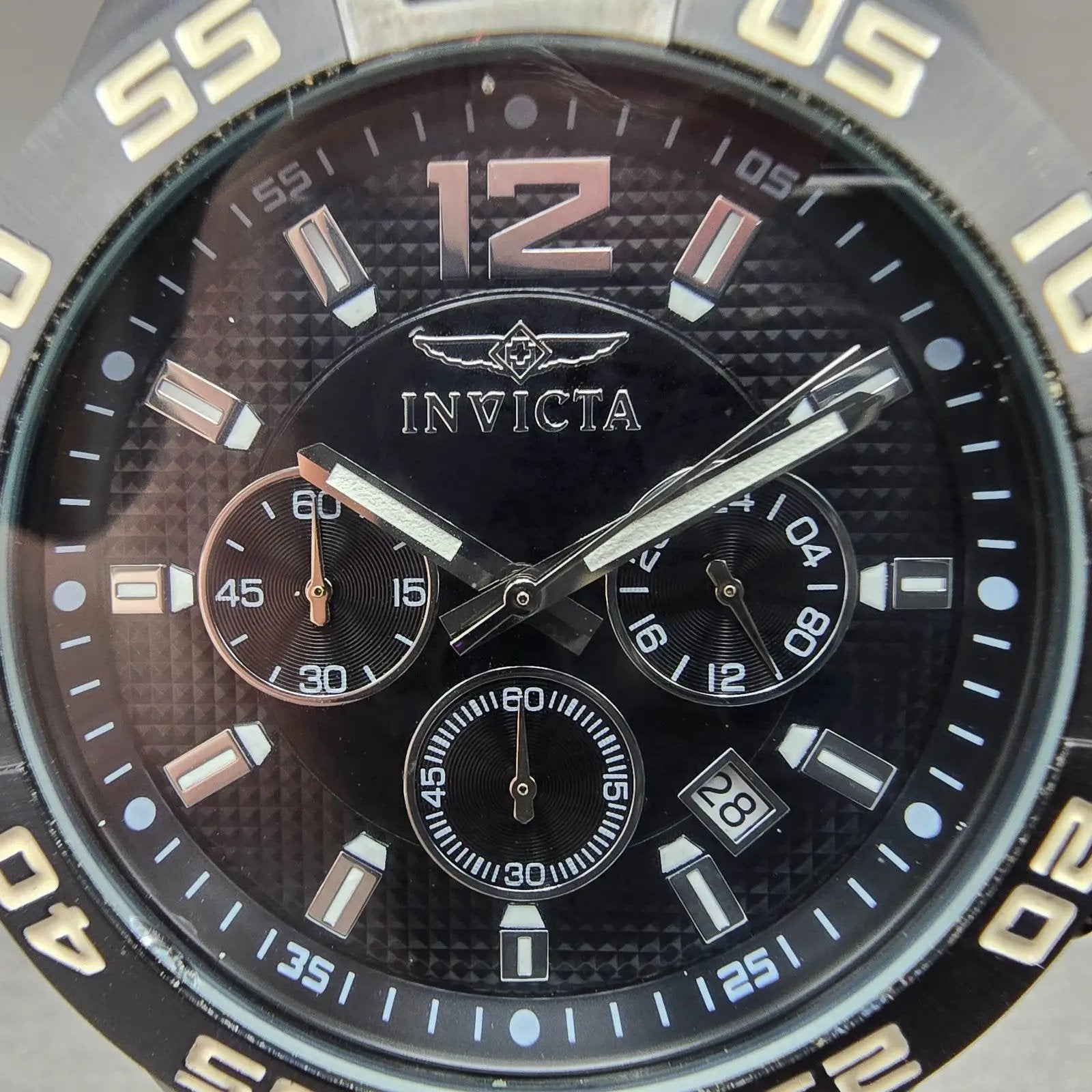 Invicta Specialty Chronograph Dive Watch Men 45mm Black Dial Black Tone New Batt1