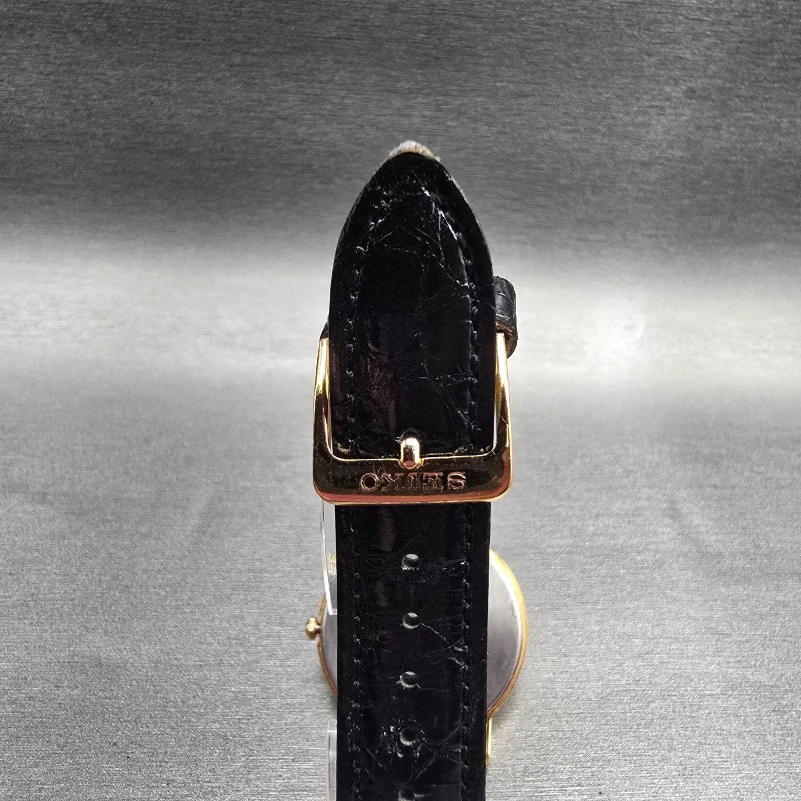 Seiko Watch Men 34mm Black Dial Gold Tone Round 7N00-8A00 New Battery Vintage7