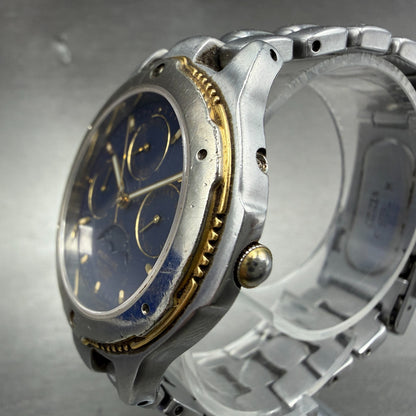 Citizen Fleuve Triple Calendar  Moonphase Watch Men 36mm Blue Dial Silver Runs3