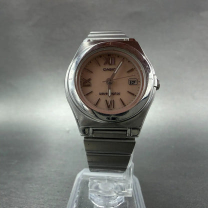 Casio Waveceptor Watch Women 28mm Pink Dial Silver Tone Date Round LWQ-10 Works5