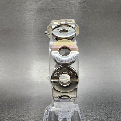 Swatch Metallic Dune Watch Women 25mm Silver Dial Clear Case Round LK258G NewBat7