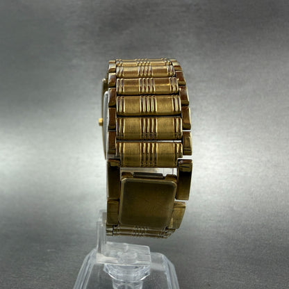 Citizen CQ Tank Watch Men 25mm Black Dial Gold Tone 6020-G08334 New Battery VTG7