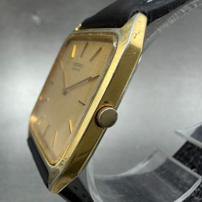 Seiko Tank Watch Men 27mm Champagne Dial Gold Tone Octagon 7430-5309 New Batt2