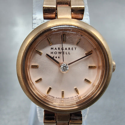 Margaret Howell Watch Women 21mm White Dial Rose Gold Tone Round New Battery2