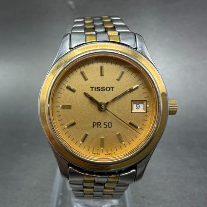 Tissot PR 50 Watch Women 27mm Gold Dial Two Tone Date J132/232K New Battery0