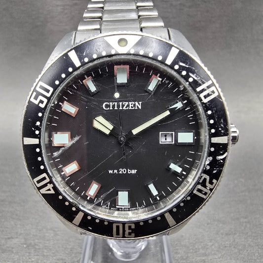 Citizen Eco-Drive Dive Watch Men 43mm Black Dial Steel Date E168-S064520 works0