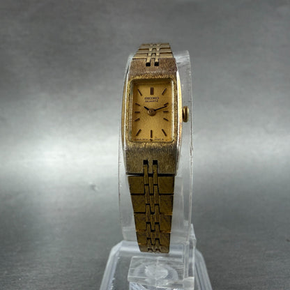 Seiko Tank Watch Women 12mm Champagne Dial Gold Tone 2E20-5559 New Battery VTG5