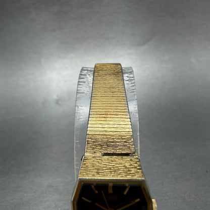 Seiko Watch Women 17mm Black Dial Gold Tone Octagon 1421-5530 New Battery4