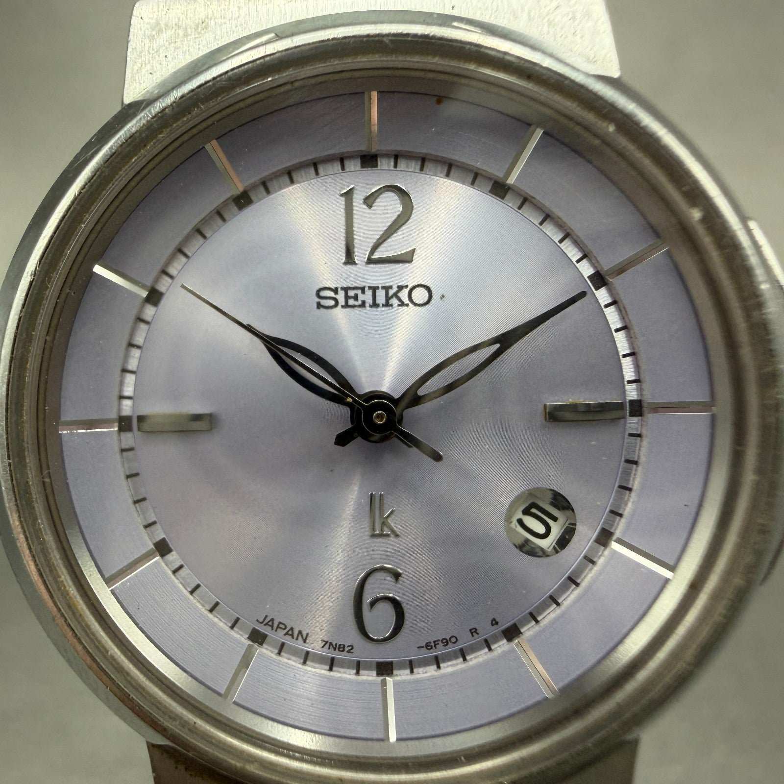 Seiko Lukia Watch Women 28mm Purple Dial Silver Tone Date 7N82-6E00 New Battery1