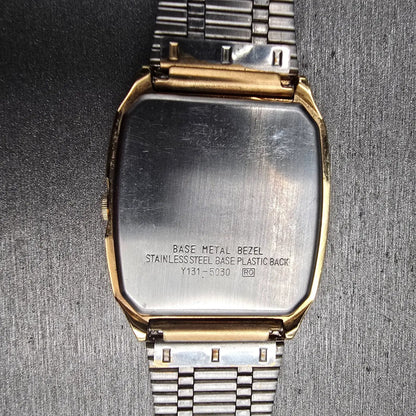 Seiko Lorus Watch Men 29mm Champagne Dial Gold Tone Rectangle Y131-5030 New Batt10