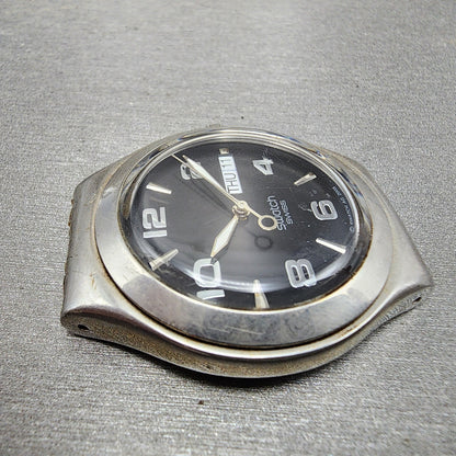 Swatch irony Watch men 38mm Black Dial Steel Daydate Round YGS737 New Battery3