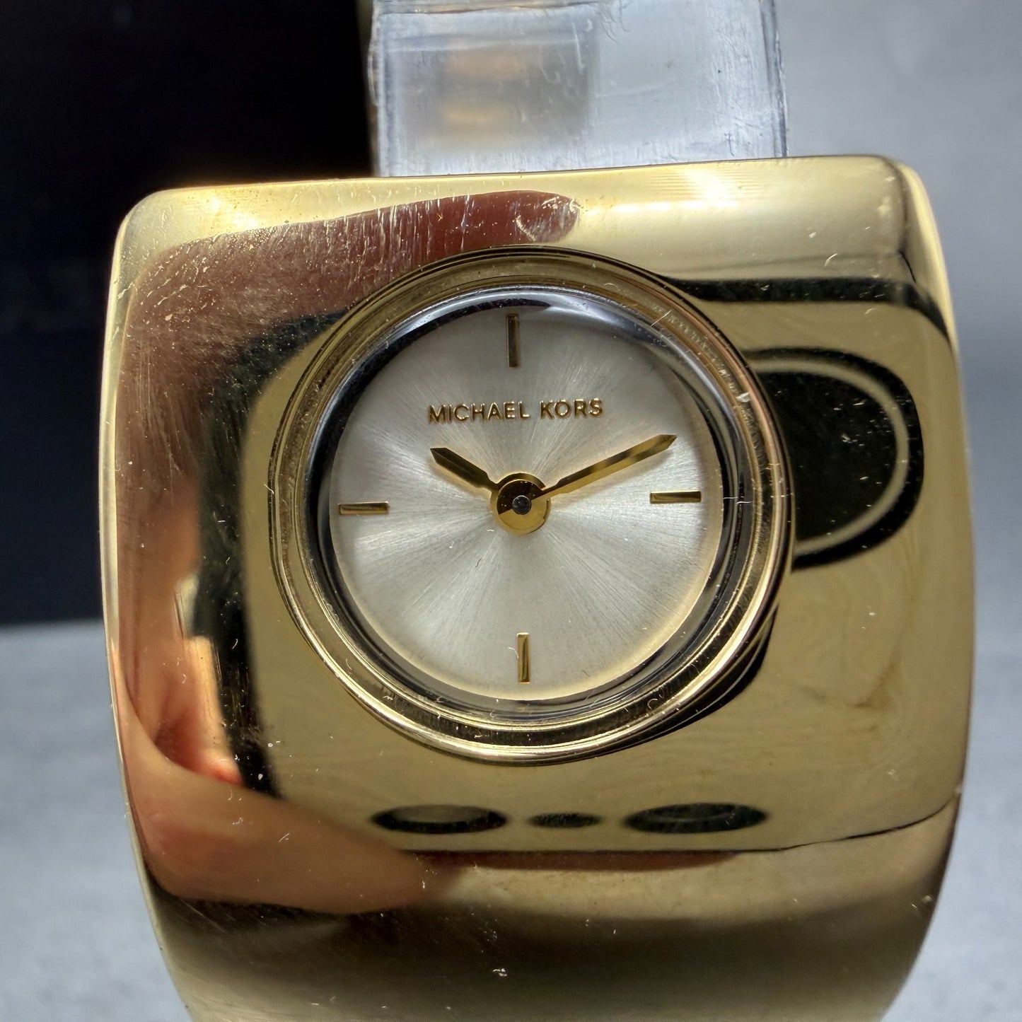 Michael kors Bangle Watch Women 28mm Champagne Dial Gold Tone MK-3497 New Batt1