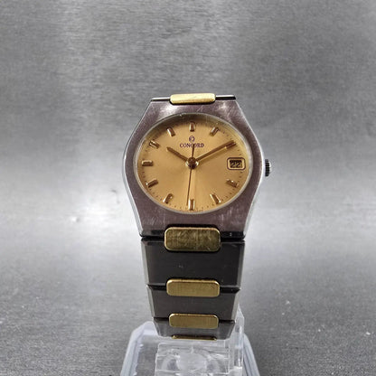 Concord Freedom Watch Women 23mm Gold Dial Two Tone Date Round New Battery5