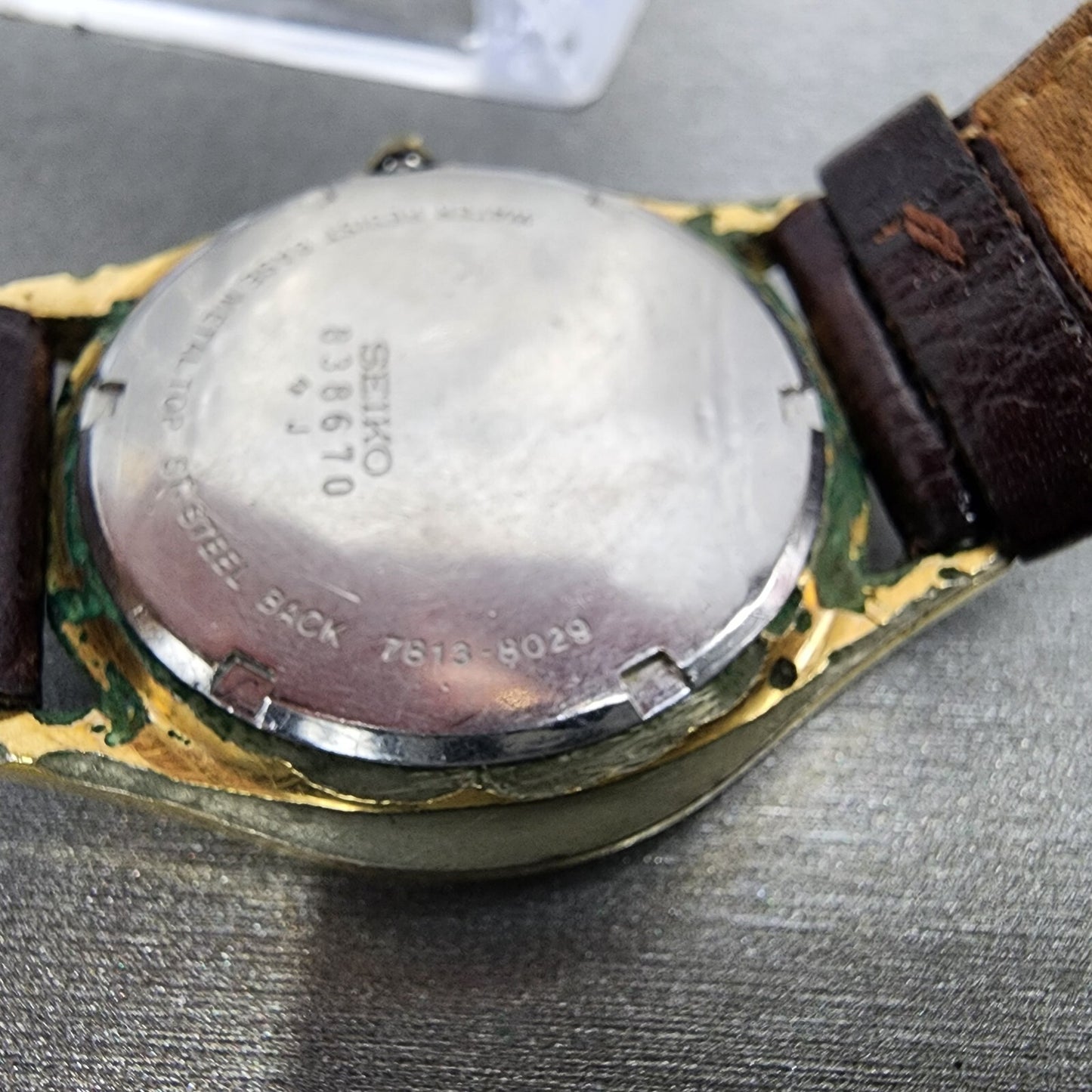 Seiko SQ Watch Men 34mm Brown Dial Gold Tone Daydate Round READ!!!!! New Battery11