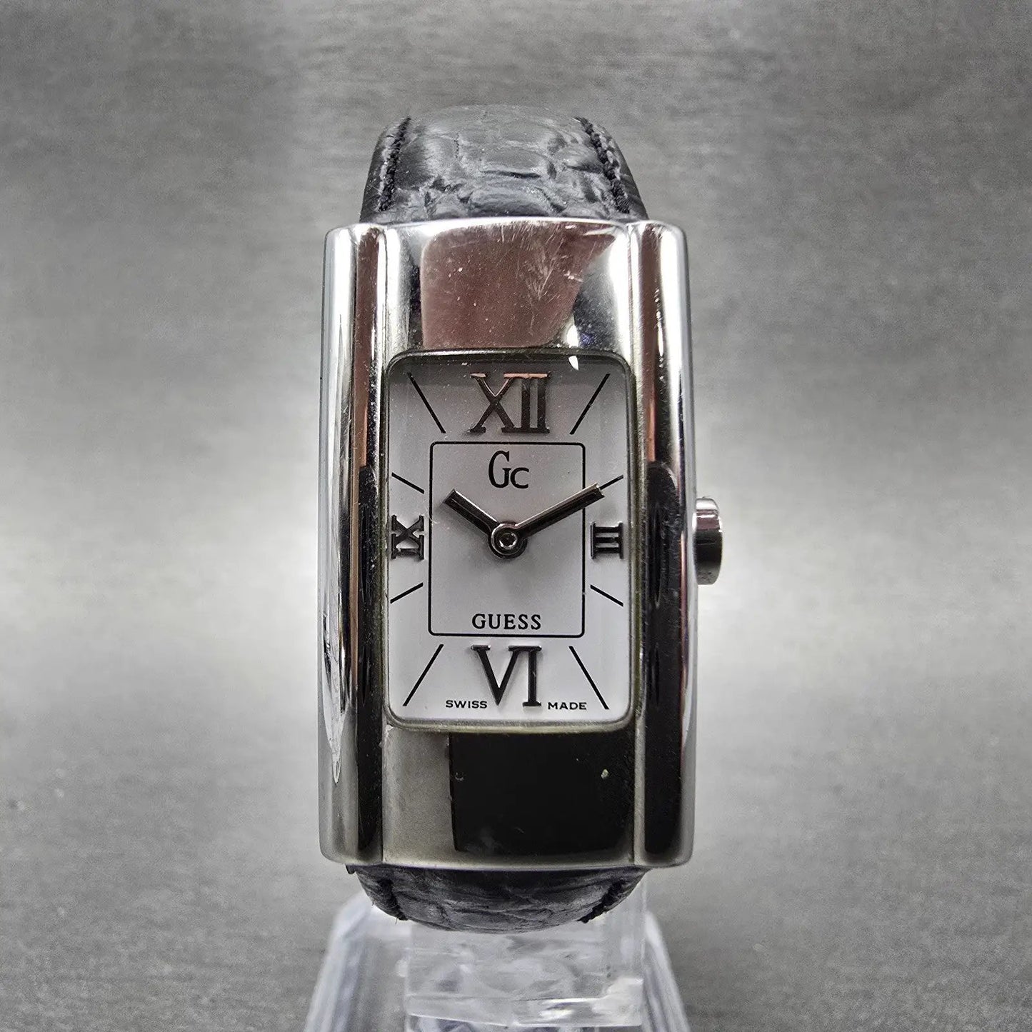 Guess Tank Watch Women 19mm White Dial Silver Tone Rectangle GC13000 New Battery5