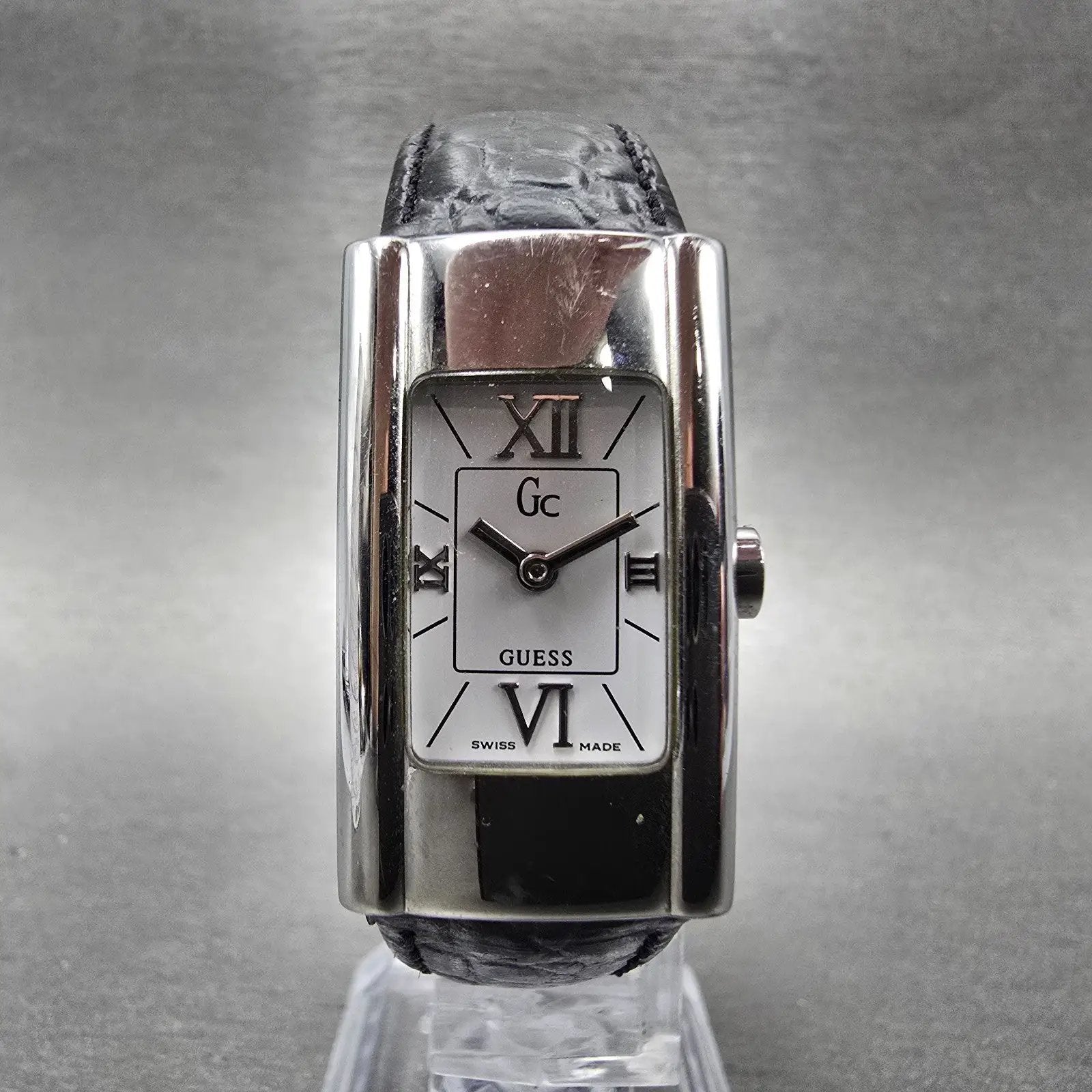 Guess Tank Watch Women 19mm White Dial Silver Tone Rectangle GC13000 New Battery5