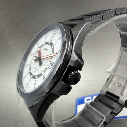 Casio MTP-E700 Watch Men 39mm White Dial  Black Tone Date Metal Bracelet Round2